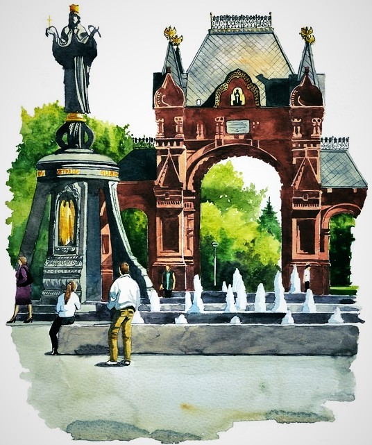 Краснодар. Улица Красная" картина Олейника Аркадия маслом на холсте - заказать н