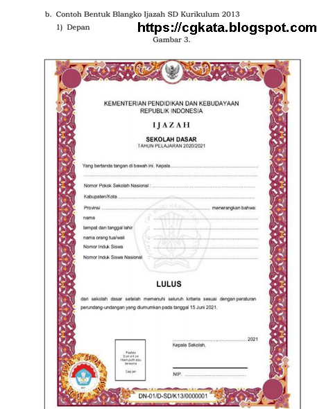 Petunjuk Teknis Penulisan Blangko Ijazah Sekolah Sd Smp Sma Smk Tahun 2021 Untuk Tahun Pelajaran 2020 2021 Cgkata