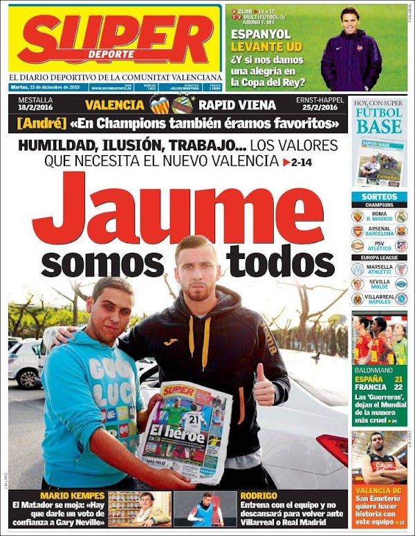 Valencia, Superdeporte: "Jaume somos todos"