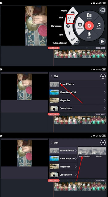 Select the Blur Effects menu on KineMaster Select the Blur Effects menu on KineMaster