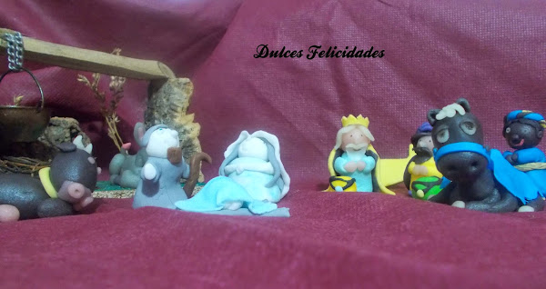 Belén navideño modelado con fondant