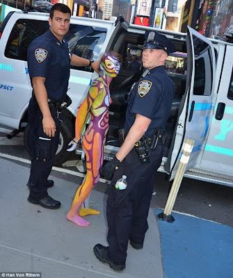 The Coming Crisis: Nude in New York: Bodypainted model 