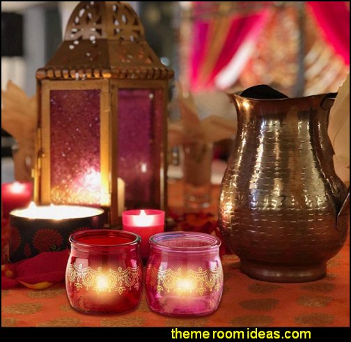 Indian Jewel Henna Glass Votives, Tealight Candle Holders moroccan lamps moroccan decor