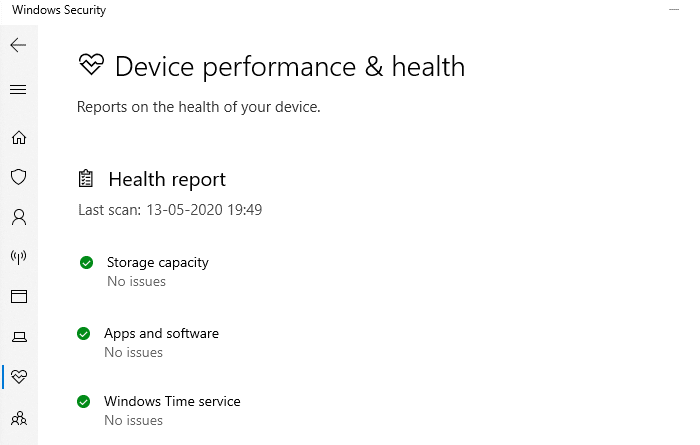Windowsセキュリティヘルスレポート