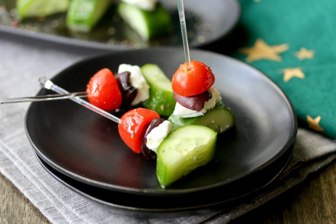 Greek Salad Skewers (Party Favorite!) - Little Broken