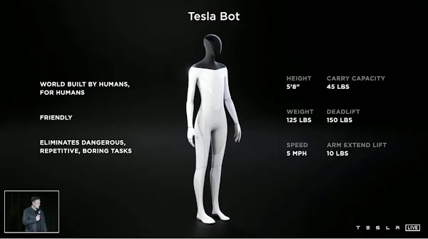 Tesla Bot: robô humanoide com inteligência artificial revelado