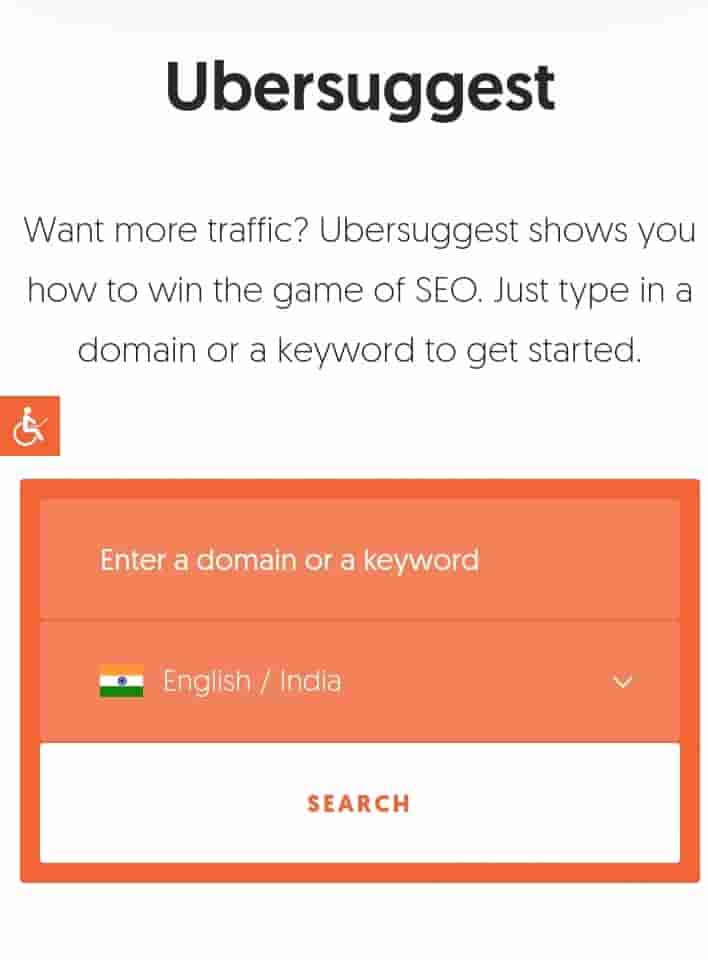 Keyword research kare Ubersuggest interface