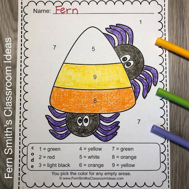 Halloween Color By Code Kindergarten Know Your Numbers & Know Your Colors Bundle #FernSmithsClassroomIdeas