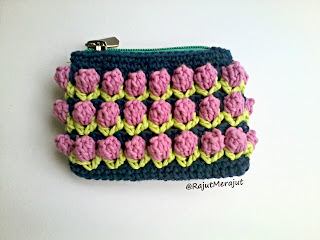 Tusuk Bunga Tulip, Dompet Rajut, Coin Purse, Crochet Coin Purse