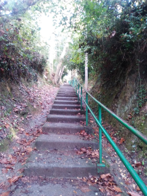 Las escaleras que llevan a la Vía Verde de Pobeña