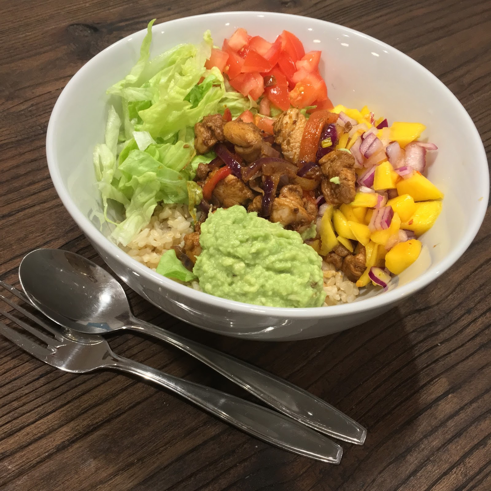 Spark My Pantry Chicken Burrito Bowl with Mango Salsa