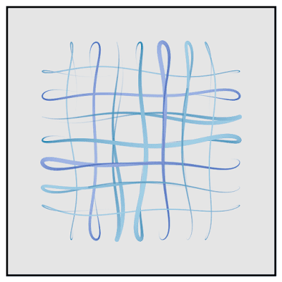 Generative art that symbolizes swinging ribbons with blowing wind.