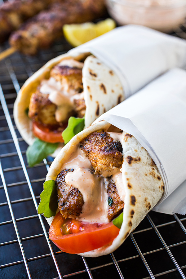 Grilled Lemon Chicken Flatbread Wraps with Spicy Garlic Sauce Recipe My Favorite Recipes