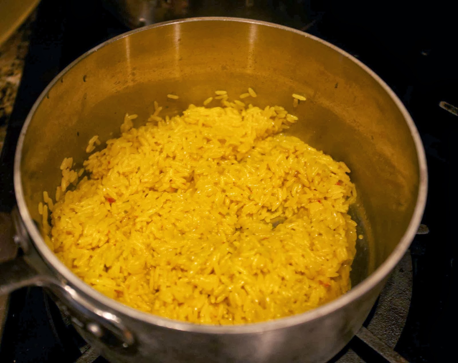 Garlic Ginger Chili Shrimp on Saffron Rice