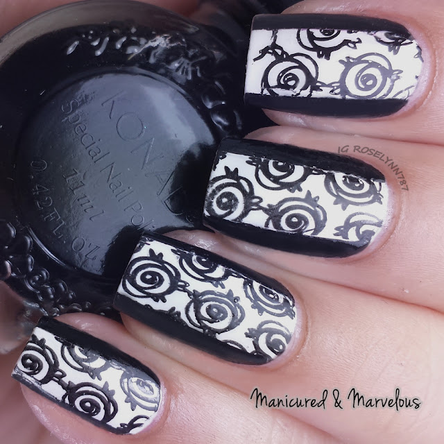 Black and White Rose Stamping