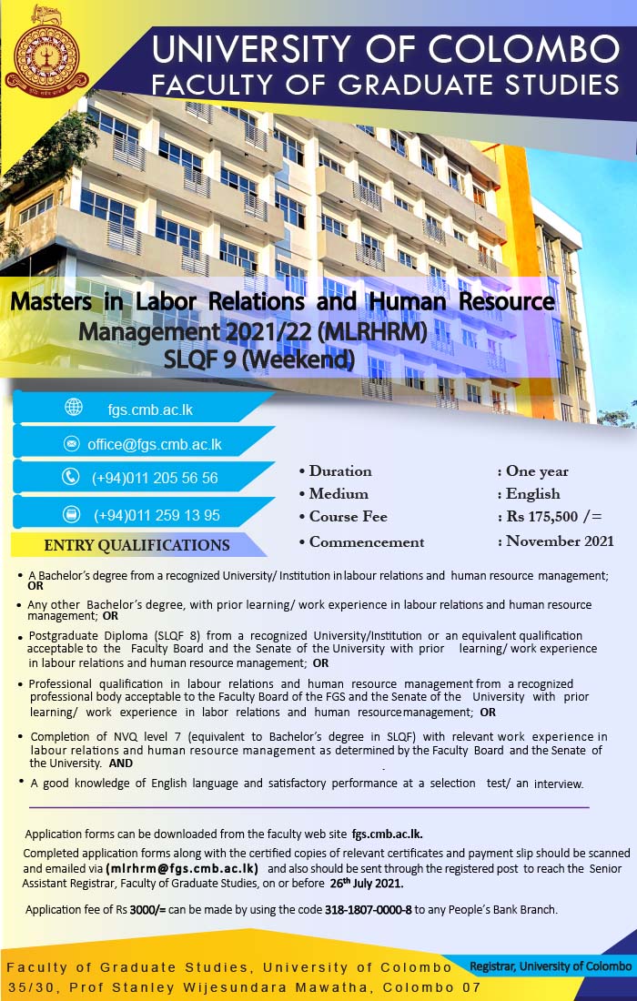 Masters in Labor Relations and Human Resource Management 2021 Notice