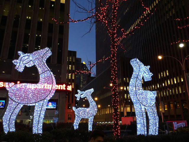 Light Up Reindeer Christmas Decorations Rockefeller Center New York City