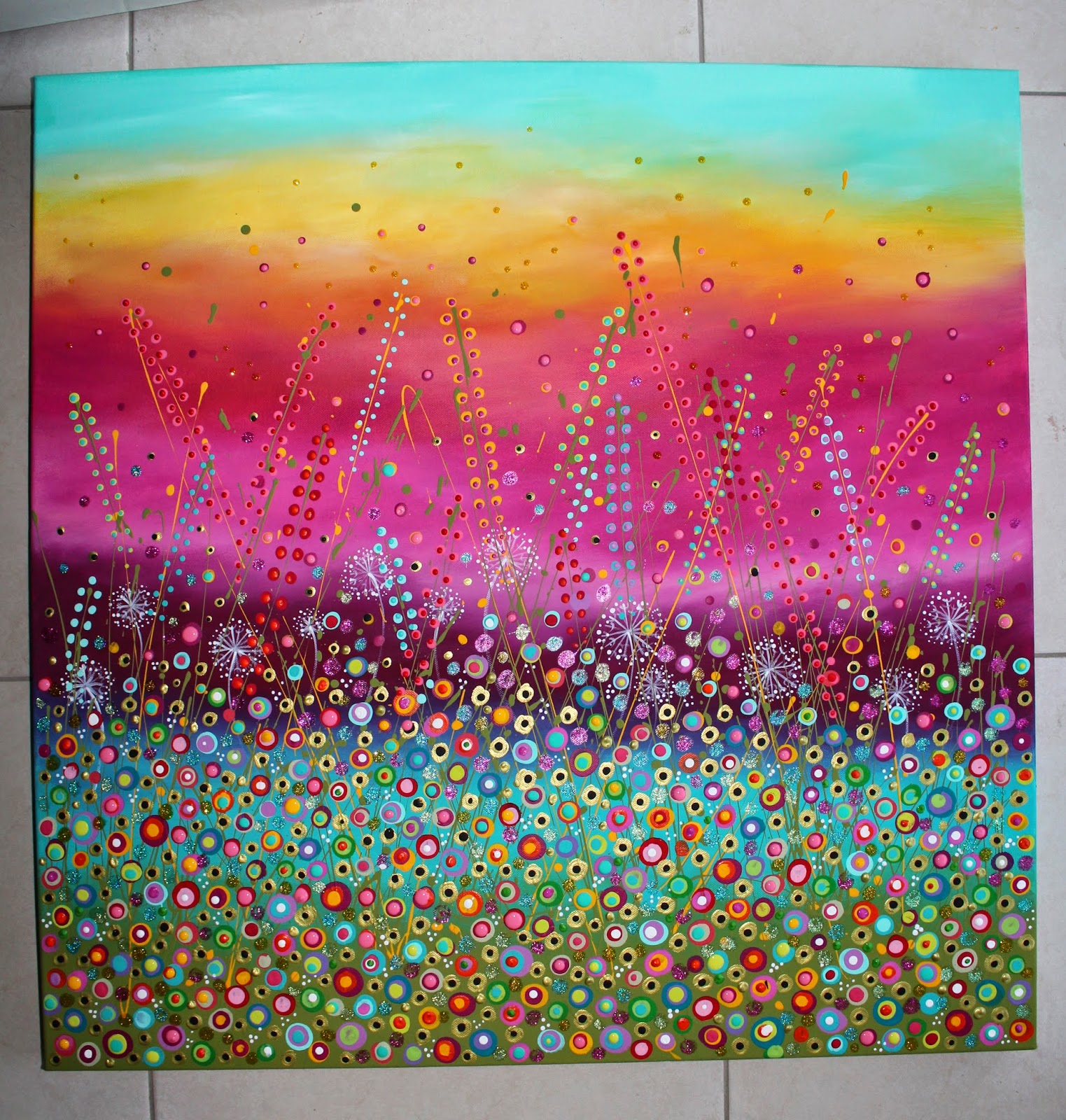 Made-By-Me....Julie Ryder: New! Vibrant Flower Meadow painting...