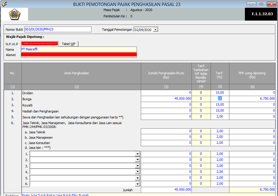 √ Cara Mengisi Bukti Potong PPh Pasal 23 atas Bunga √ Cara Mengisi Bukti Potong PPh Pasal 23 atas Bunga