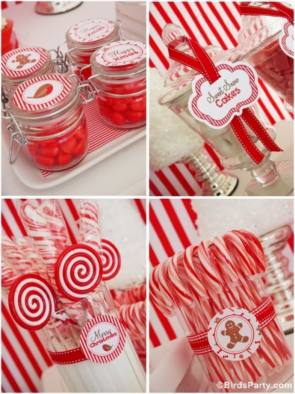 Christmas Candyland Candy Canes and Lollipops Printables - BirdsParty.com