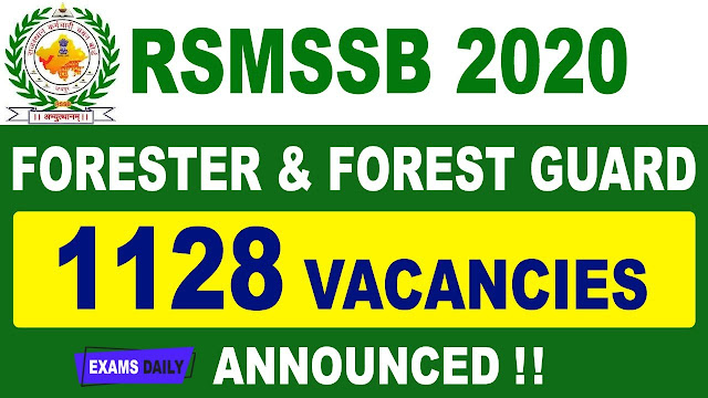 Rajasthan RSMSSB Forester & Forest Guard Recruitment 2020 Online Form