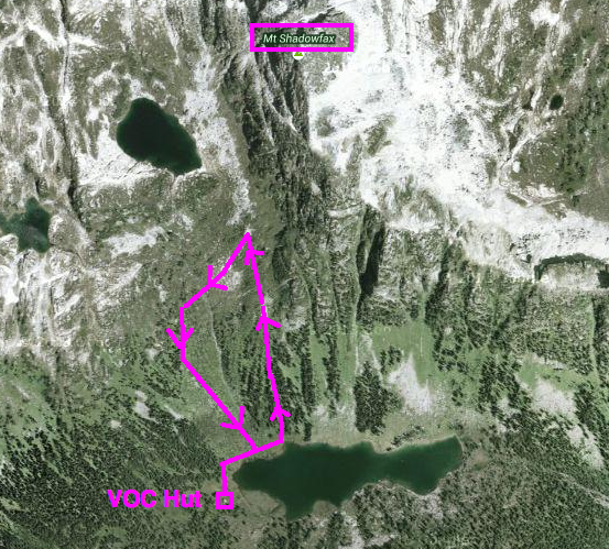 Map of hike up Shadowfax from Long Lake, Tolkien Group