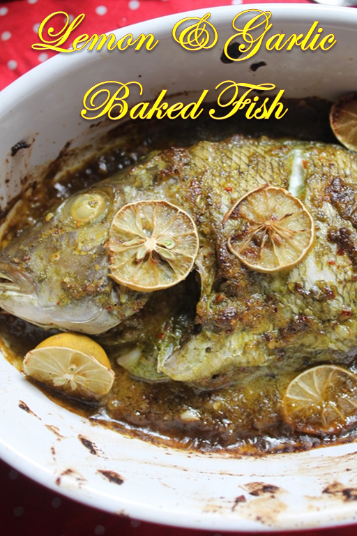 Continental Baked Fish Recipe / Lemon & Garlic Baked Fish Recipe