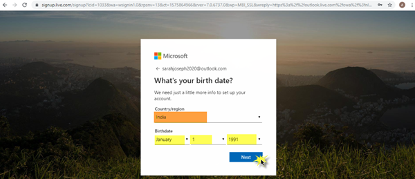 Зарегистрируйте учетную запись Microsoft Outlook - The Windows Club