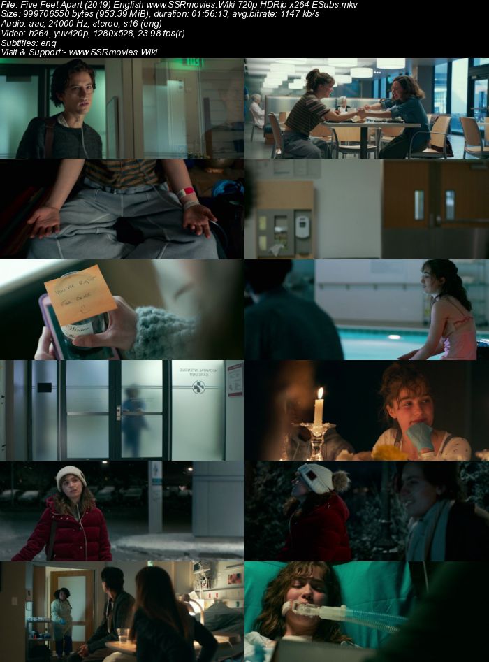 Five Feet Apart (2019) English 480p HDRip x264 350MB ESubs Movie Download