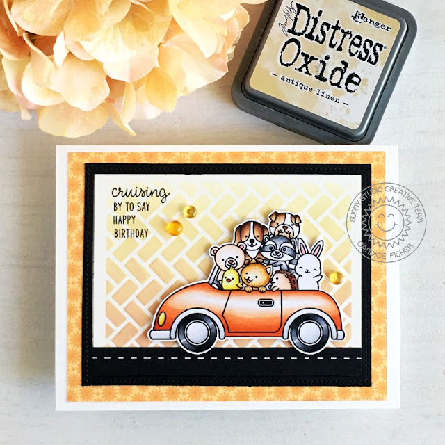 Sunny Studio Stamps: Frilly Frame Dies Cruising Critters Birthday Card by Candice Fisher