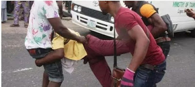 Photos: LASTMA Official Beaten Mercilessly By Some Tricycle Riders In Lagos