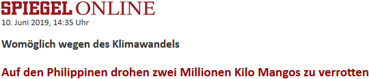 Womöglich wegen des Klimawandels: Auf den Philippinen drohen zwei Millionen Kilo Mangos zu verrotten Womöglich wegen des Klimawandels: Auf den Philippinen drohen zwei Millionen Kilo Mangos zu verrotten