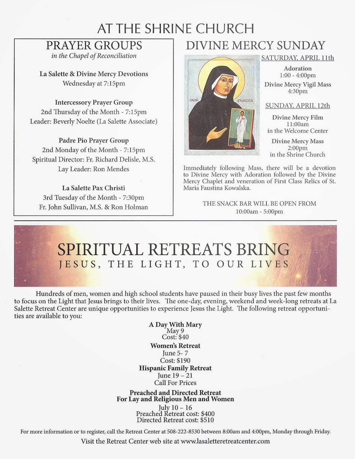 Our Lady of La Salette You to Her Shrine! Come...Be Blessed