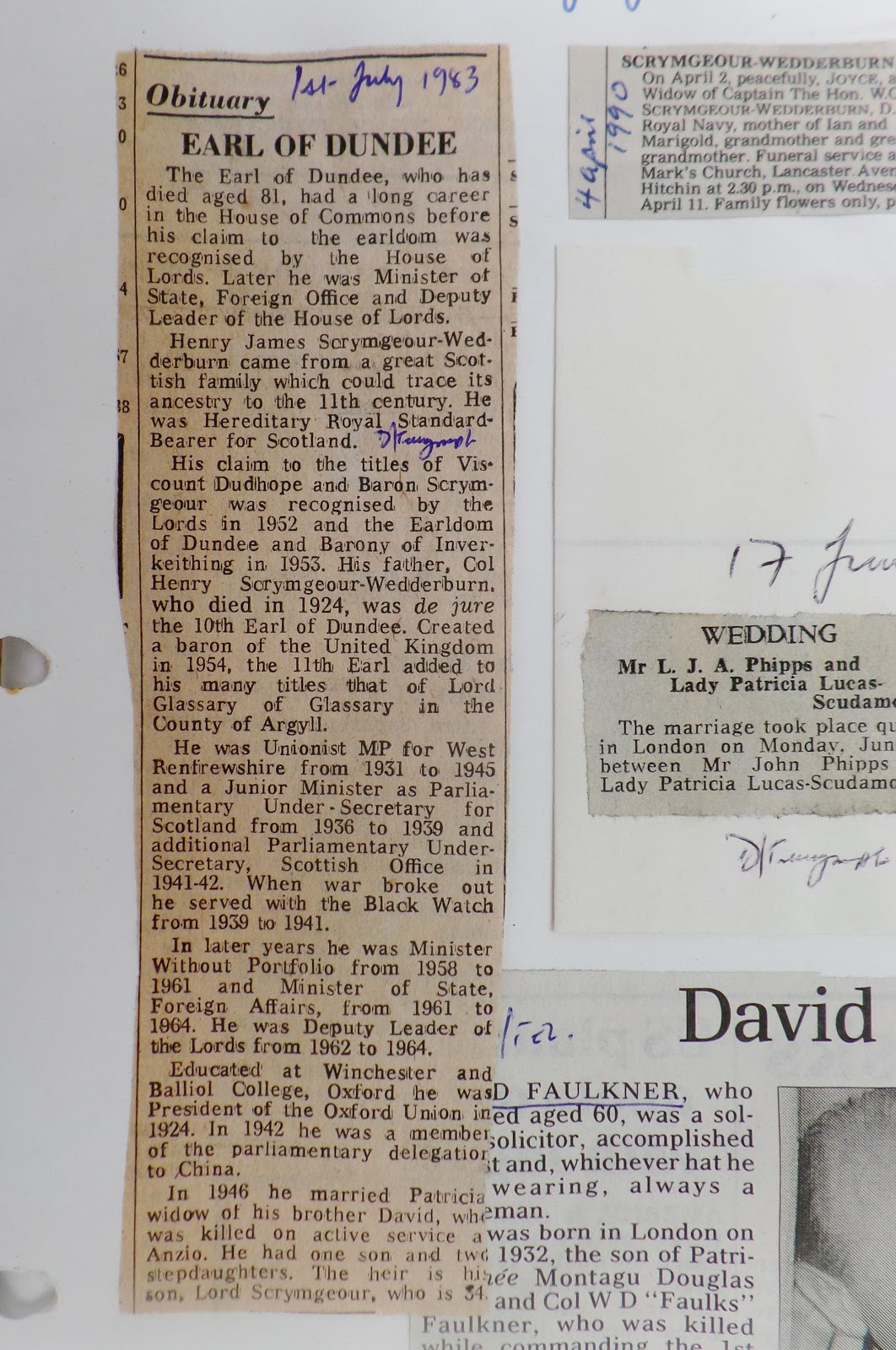 Peerage News Obituary Earl of Dundee