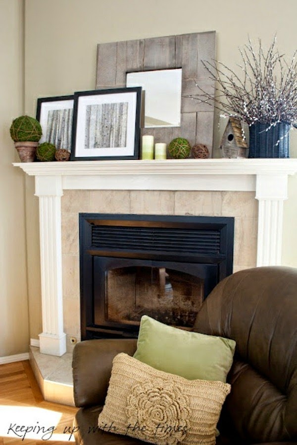 Spring decorations for the fireplace mantel