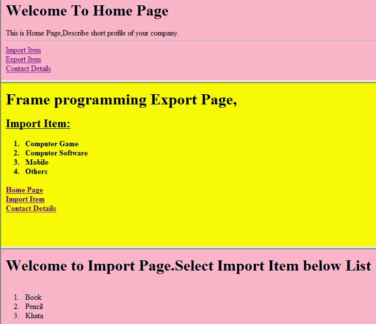 A Complete HTML Frame Program
