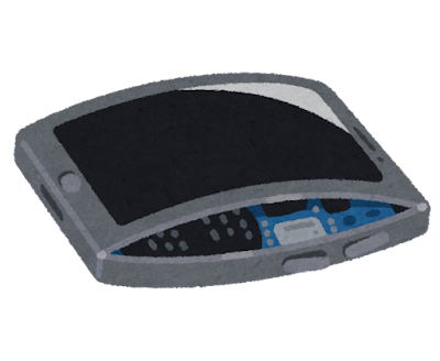 バッテリーが膨らんだスマートフォンのイラスト