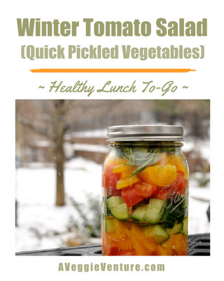 Winter Tomato Salad (Quick Pickled Vegetables) ♥ AVeggieVenture.com, winter tomatoes worth eating! Very Weight Watchers Friendly. Vegan. Quick. Great for Meal Prep. Naturally Gluten Free.