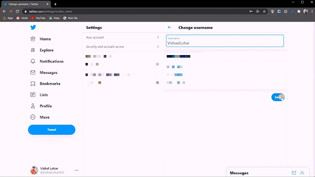 save username here saving username in twitter