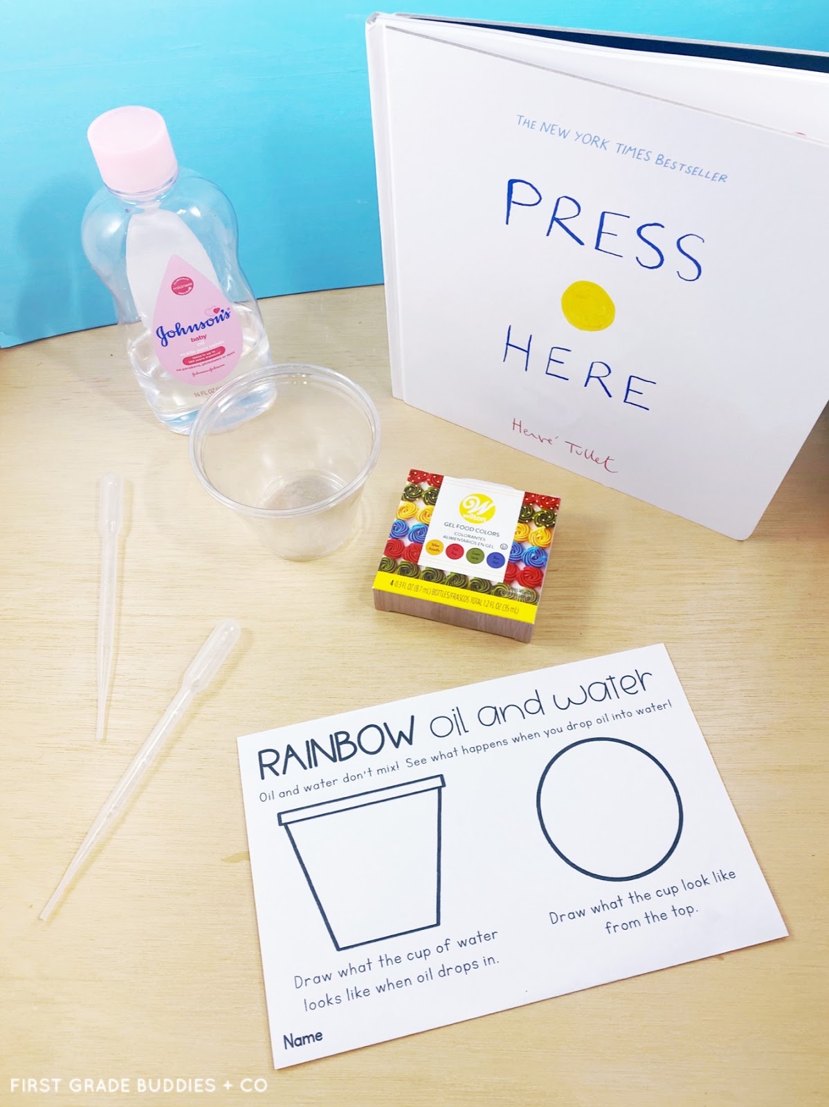 Simple Science Rainbow Oil and Water First Grade Buddies