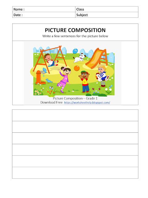 Picture Composition Worksheet – Grade 1 - Garden,  https://worksheethelp.blogspot.com/