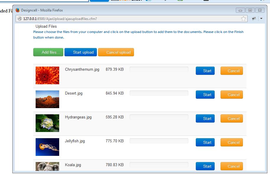 Upload multiple file using jquery and Coldfusion