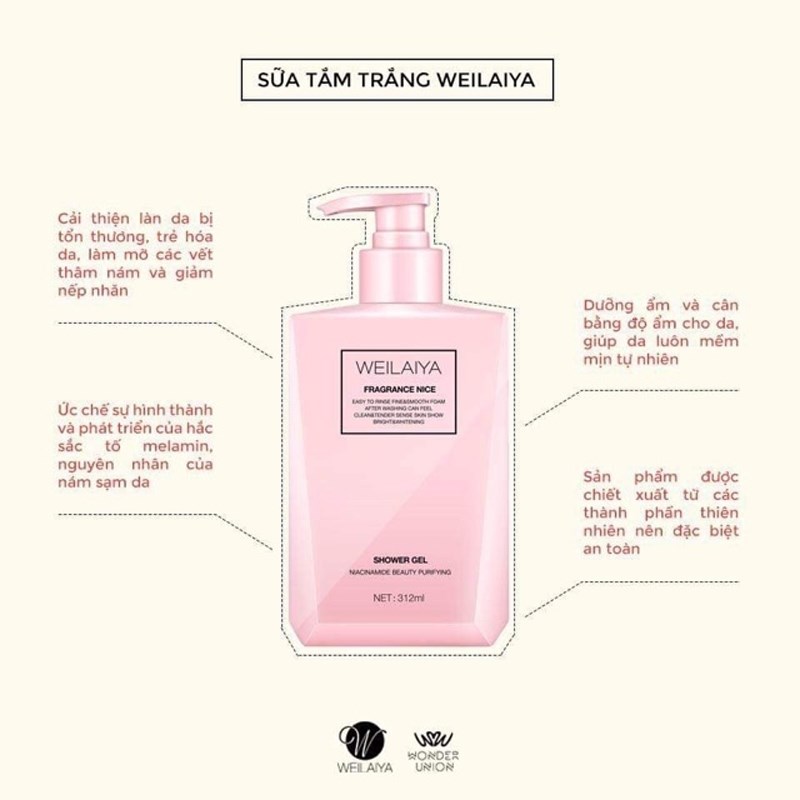 Weilaiya Sữa tắm dưỡng trắng da 312ml (Không kèm sản phẩm test)