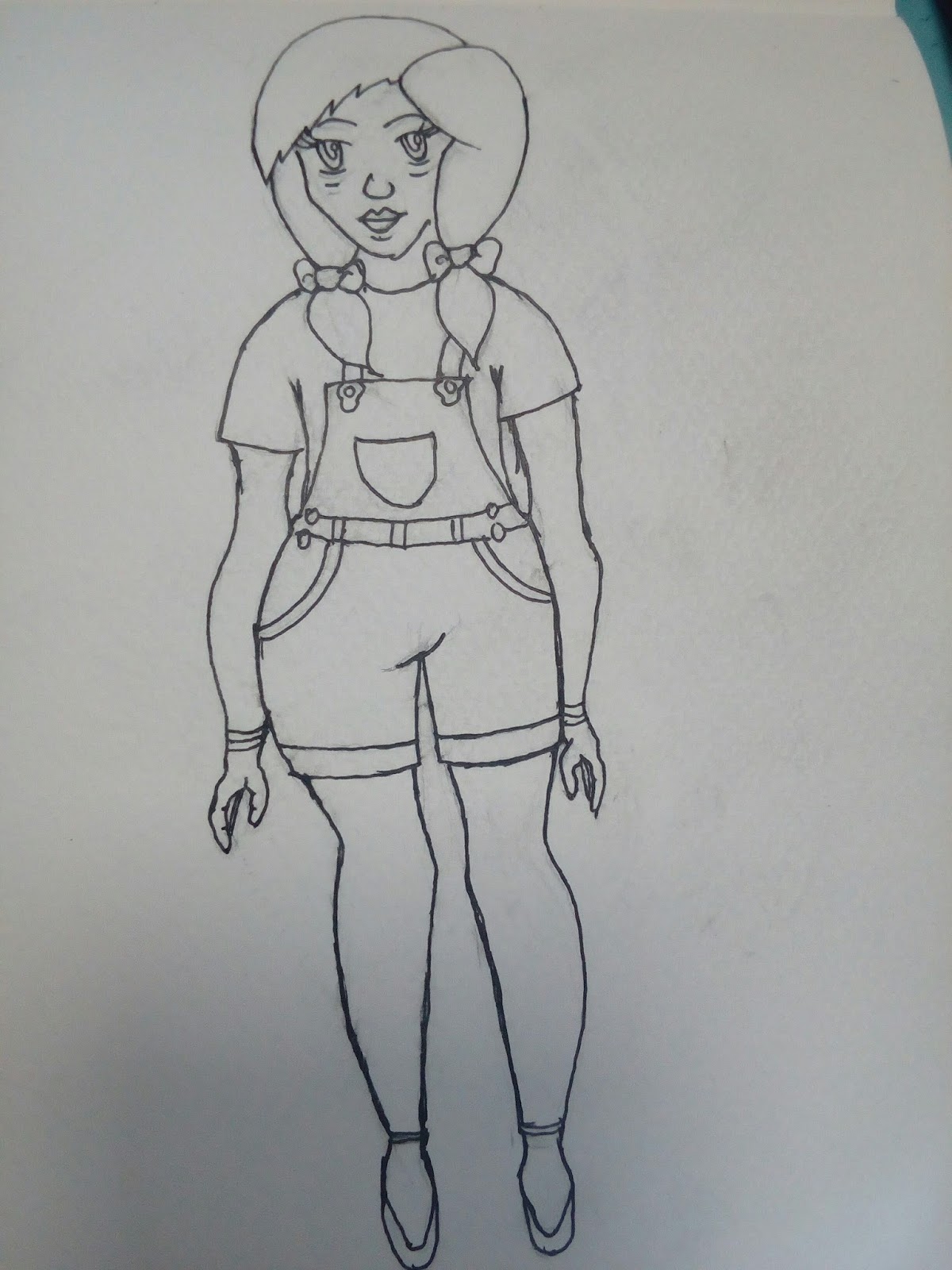 3/23/2018 DIARY DAY 33 HOW TO DRAW A GIRL IN AN OVERALL SHORT AND A T