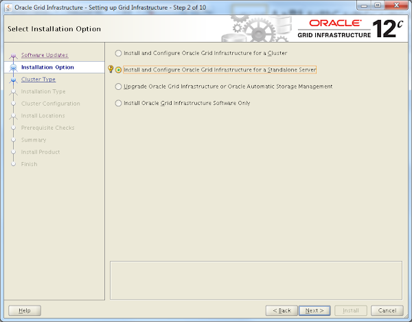 Oracle Grid Infrastructure 12c Installer - Installation Option