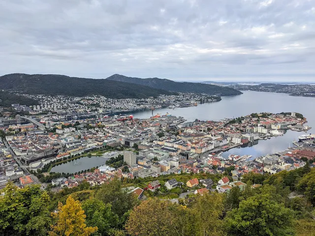 Views from Floibanen Bergstation in Bergen Norway