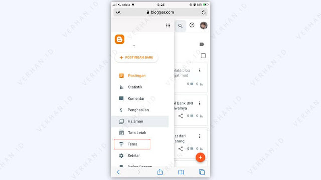 pilih menu tema di blogger