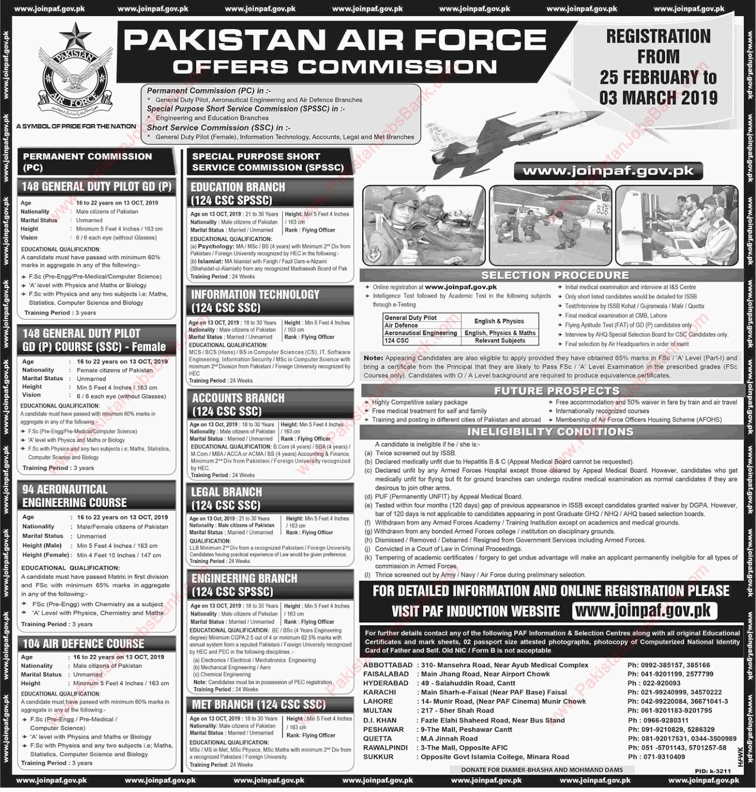 PAF Commissioned Officer Jobs Feb 2019  Pakistan Air-Force Latest Total Vacancies 800