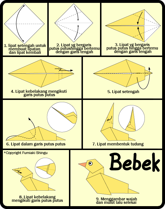 Cara Membuat Origami BEBEK Untuk Anak