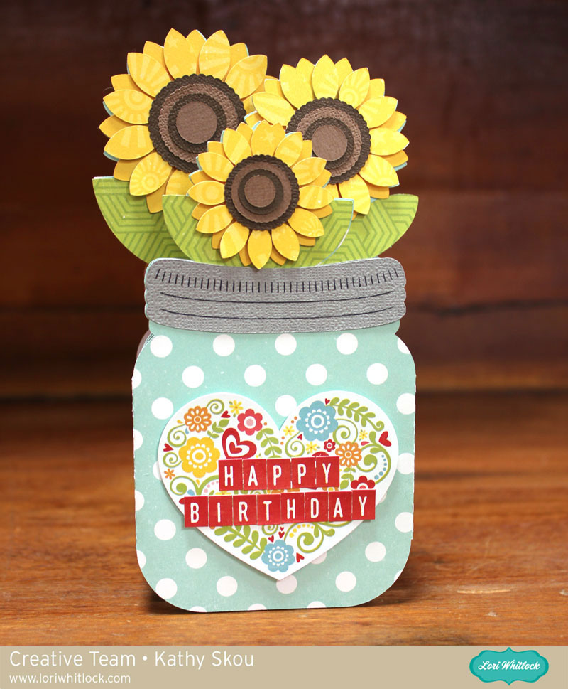 My Happy Place Lori Whitlock Sunflower Mason Jar Box Card